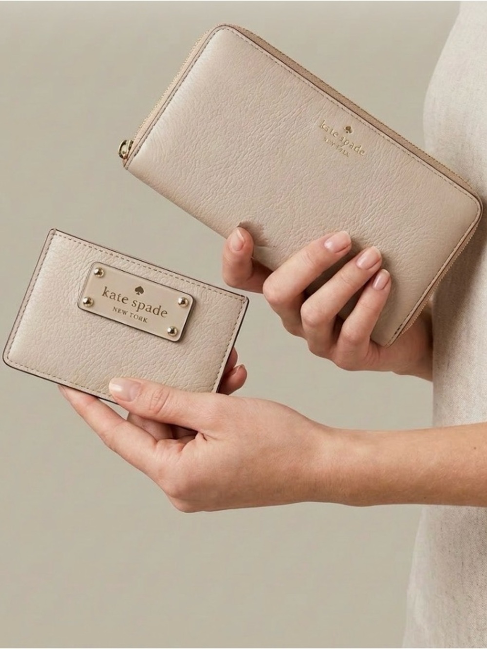 Kate spade ♠️ Bundle Neutral Leather Zip Wallet & Card Holder - project